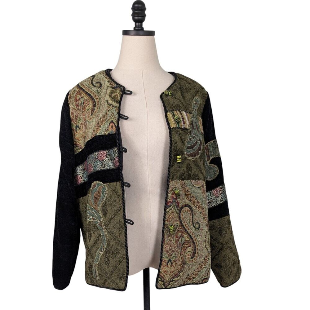 Patchwork Tapestry Jacket S Vintage Whimsigoth 90… - image 3